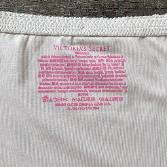 Victorias Secret Nwt Natural Cream Crochet Side Tie String Bikini Bottom XLarge - Picture 6 of 9